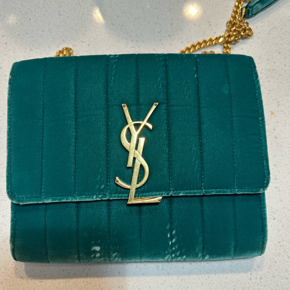 Yves Saint Laurent Green Velvet Chain Bag